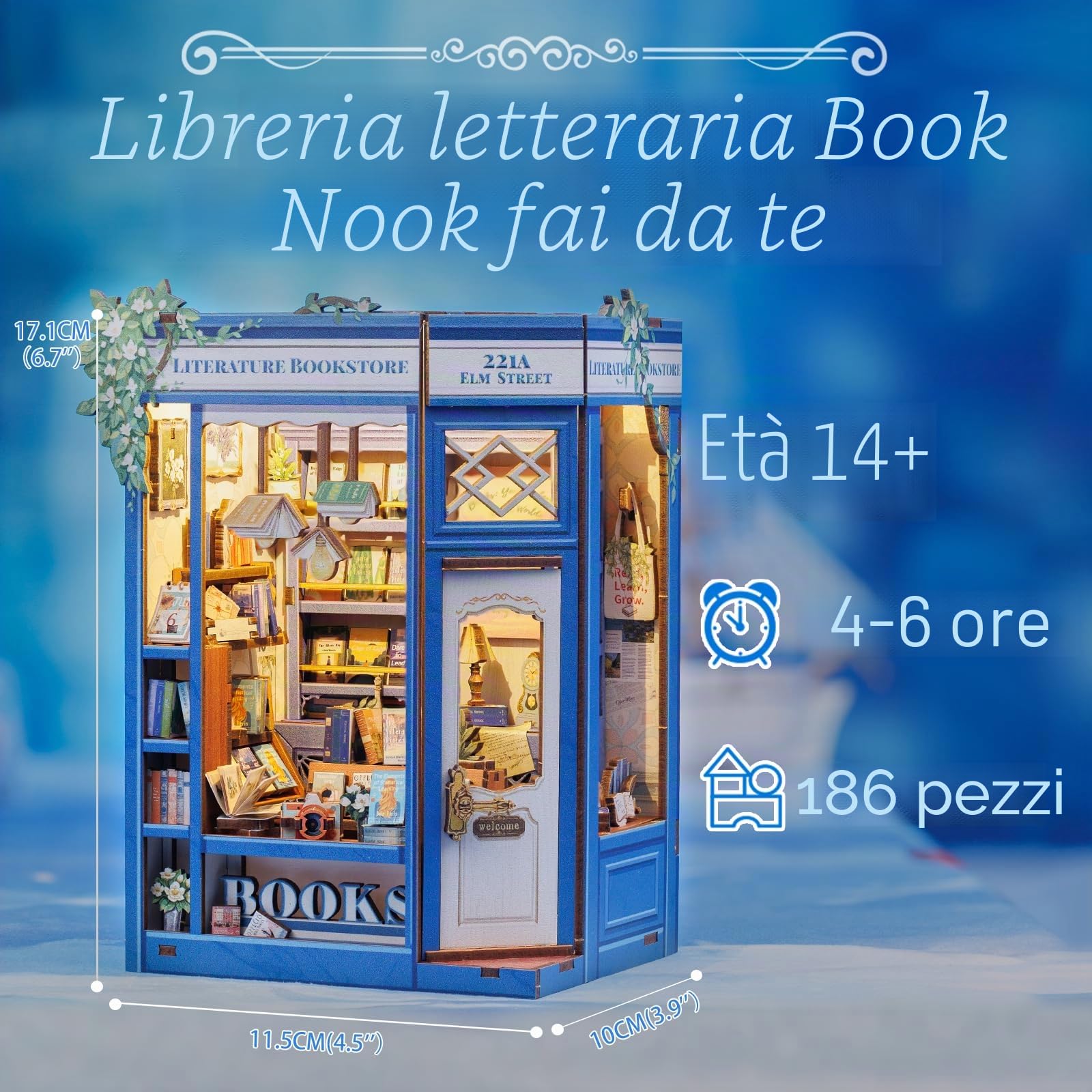 CUTEBEE Book Nook Kit: Kit Miniatura Fai da Te per Adulti, Puzzle 3D in Legno, Decorazione Casetta/Libreria (Literature Bookstore)