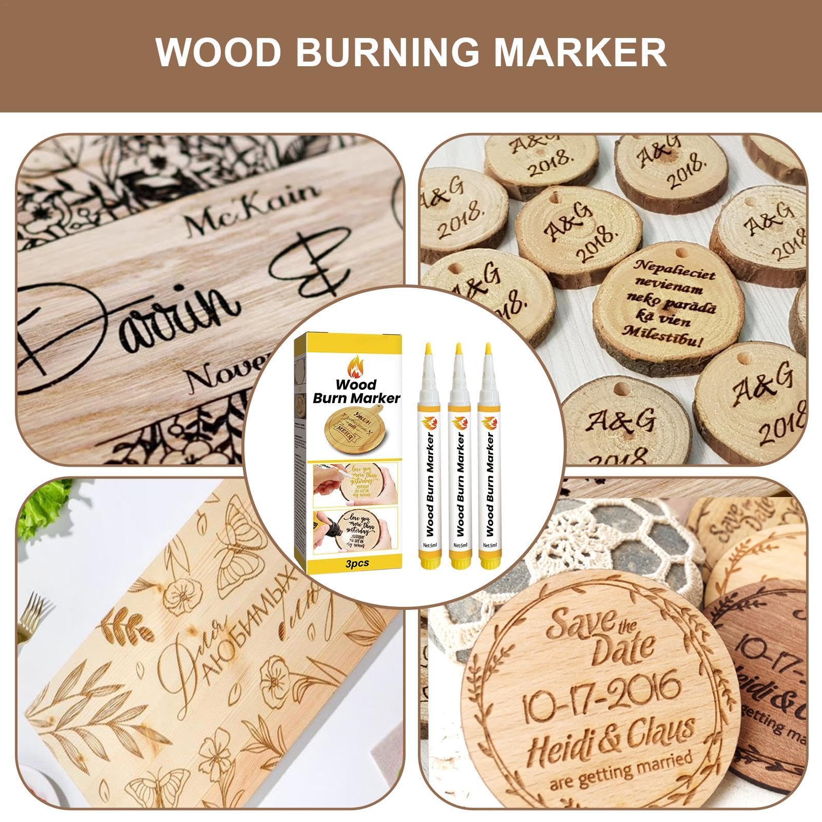 Scorch Pen Marker 3 Stuks Brandende Pen Houtverbranding Marker Hittegevoelige Houtverbrandingspasta Voor Hout En Ambachten Bullet Tip Tw