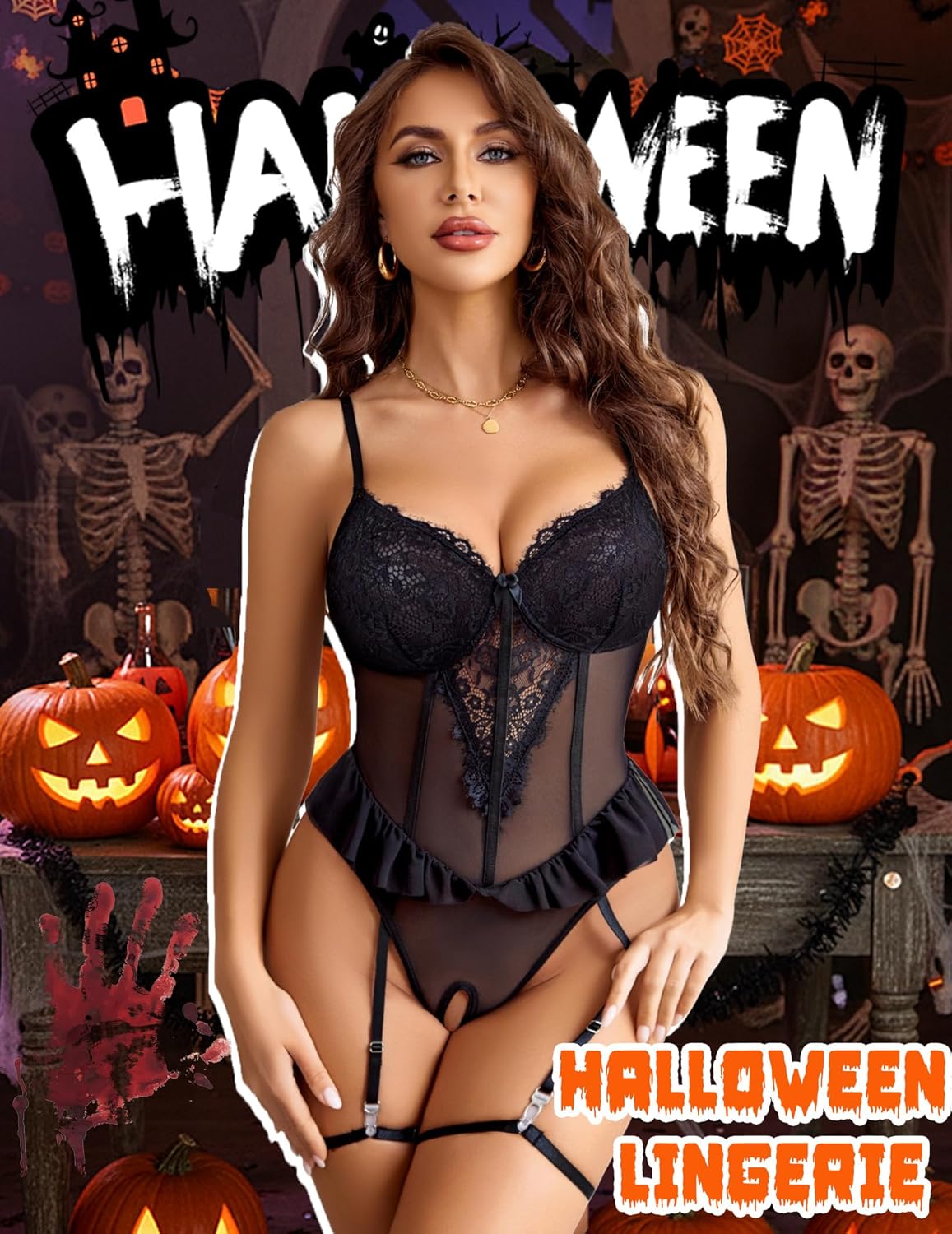 Avidlove Lingerie for Women Sexy Lace Bodysuit Deep V Teddy Lingerie One Piece Mini Babydoll - Image 2