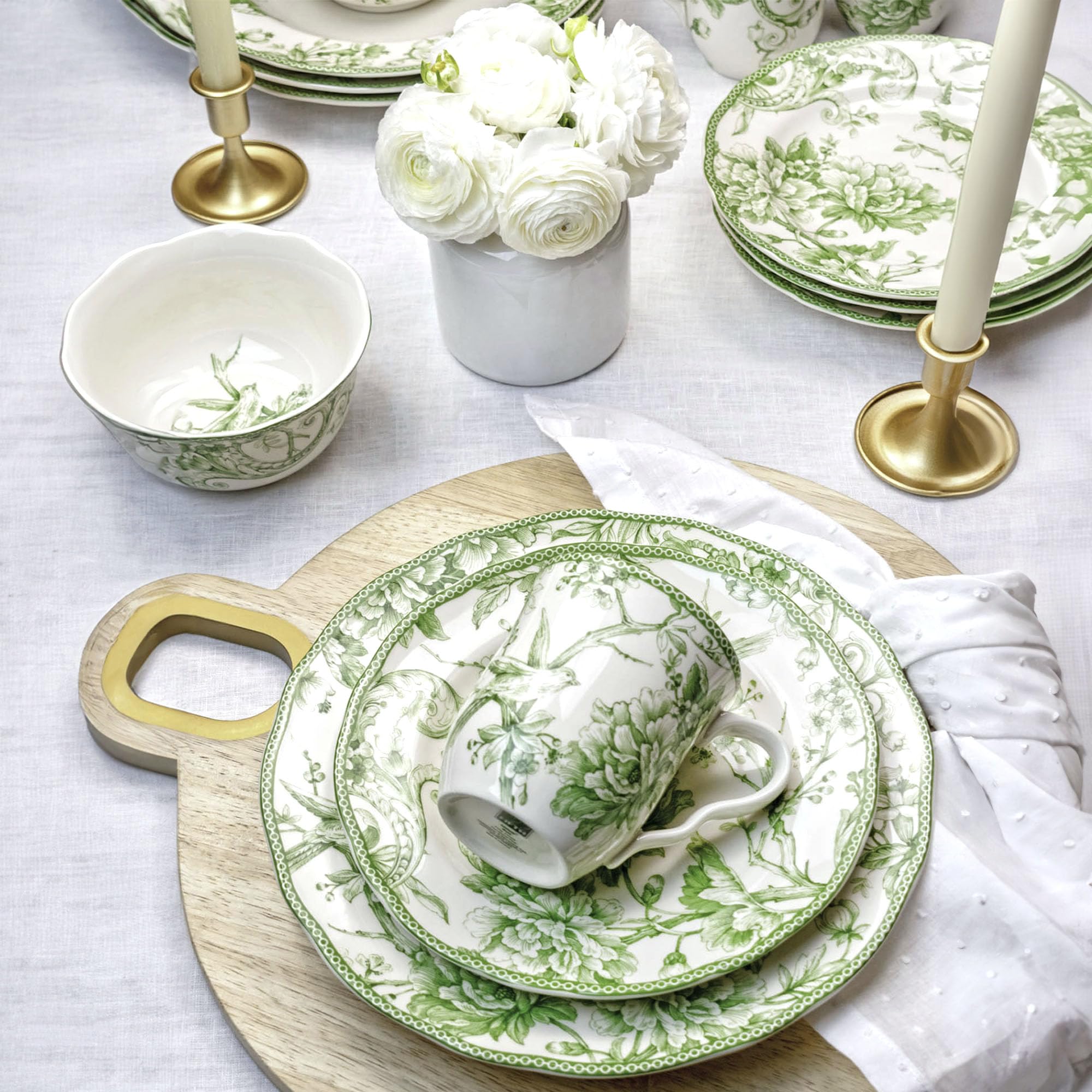 Amazon.com | 222 Fifth Adelaide Moss 16-Piece Porcelain Dinnerware