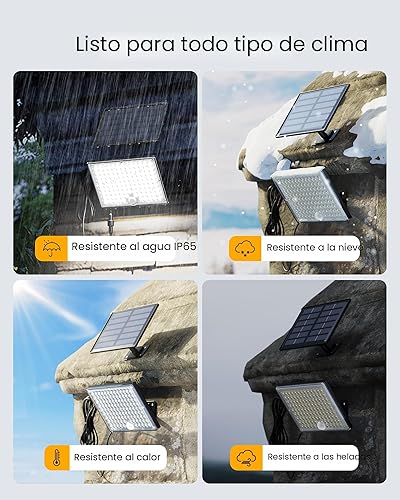 Miniatura 5 de SUPERDANNY Luces solares exteriores con 113 LED brillantes de 7000 K, sensor de movimiento, luces de inundación para exteriores del atardecer al