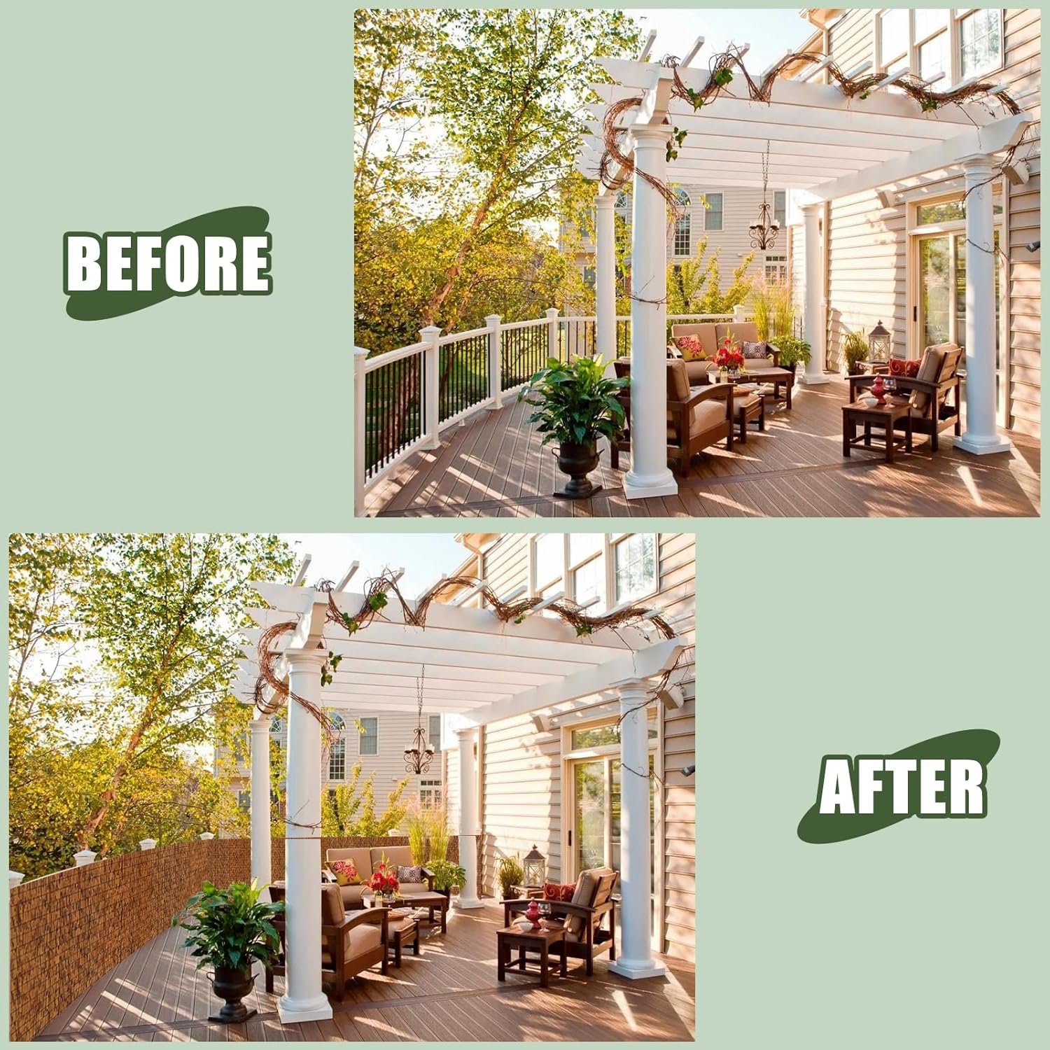 2 Pack Natural Reed Fence,3.3FT X 16.4FT Bamboo Fencing Privacy Reed Screening for Outdoor, Gallery, Restaurant, Hotel, Patio (Brown)