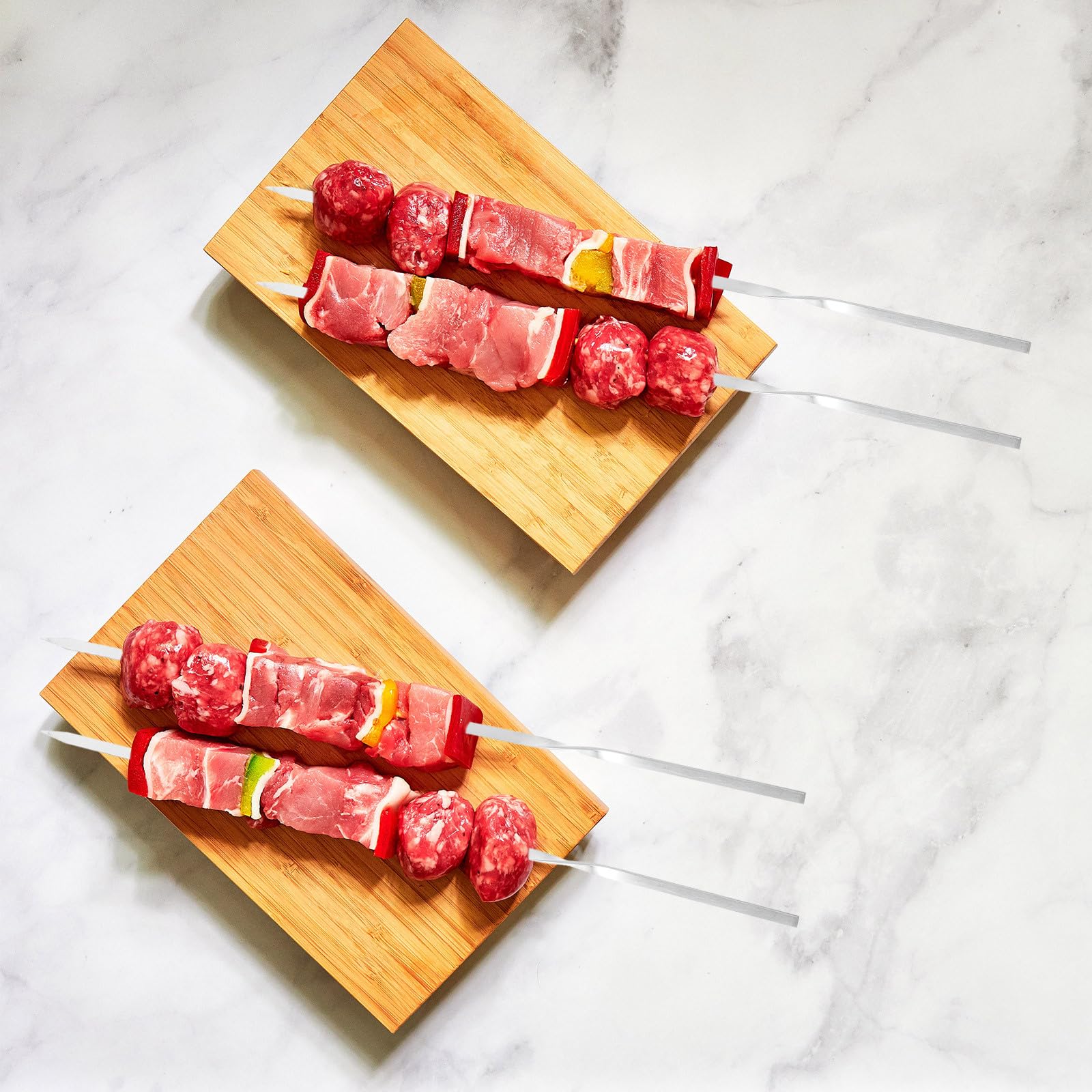 Spiedini Barbecue in Inossidabile Riutilizzabili Design Antiscivolo e Resistente al Accessori Grilling per Carne e Verdure