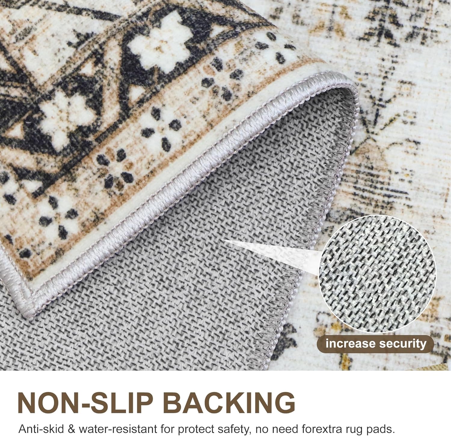 Bavni Runners for Hallways, Floral Non Slip Machine Washable Rug, Neutral Lightweight Low Pile Kitchen Bedroom Rugs, Thin Durable Aesthetic Farmhouse Vintage Tree Soft Wood 2x5 Rug
