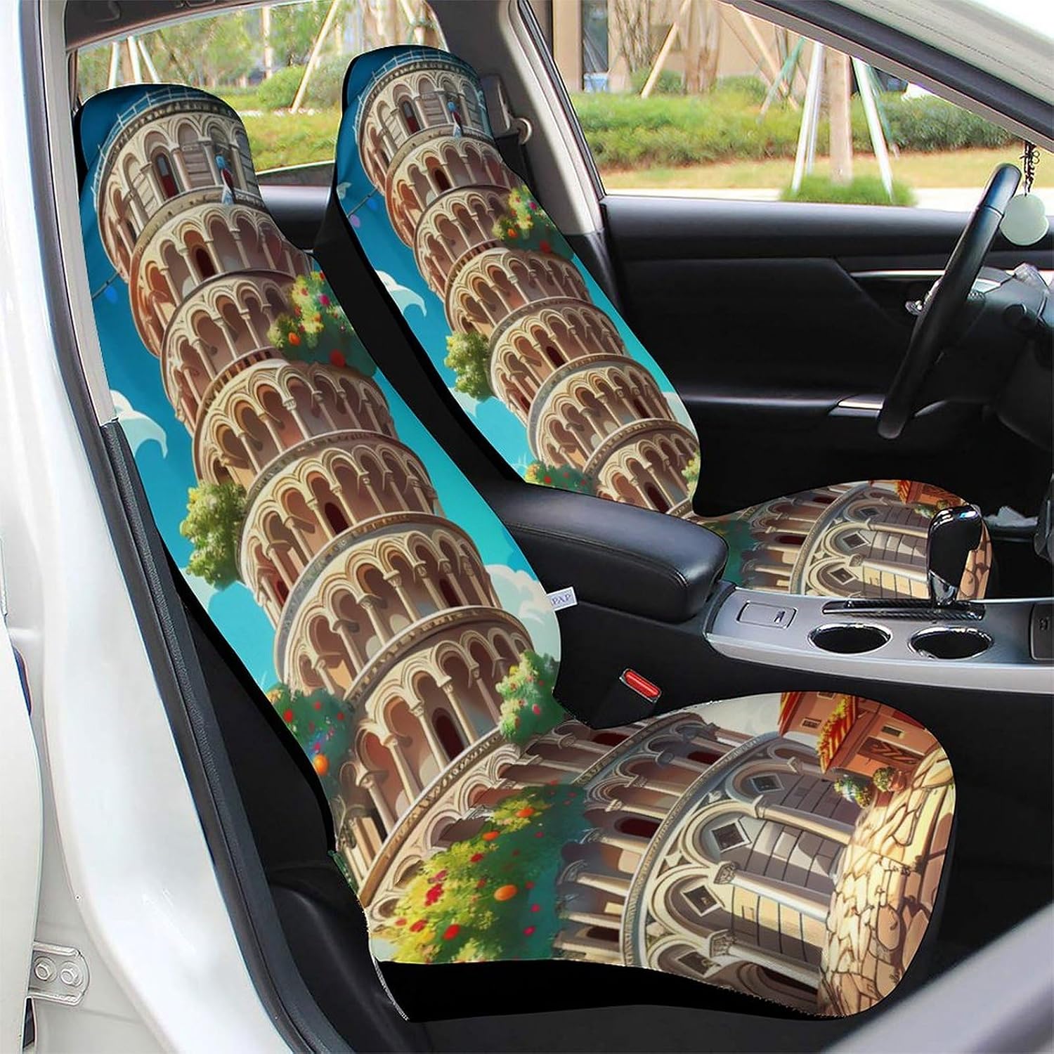 Italy Landmark Pisa Tower Car Seat Covers Automotive Seat Covers Car Seat Protector Auto Front Seats Protector for Most Cars 1PCS