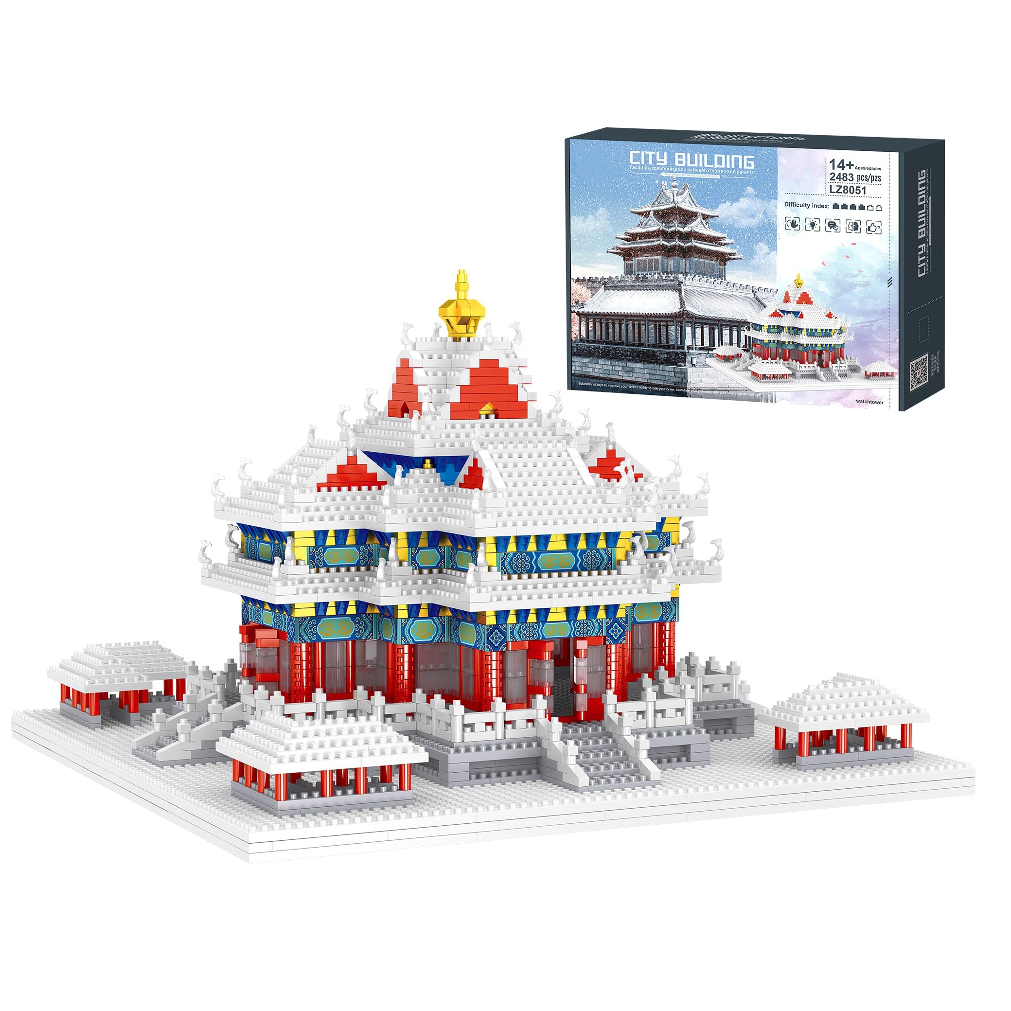 AigidusansuWorld Architecture Diamond Mini Nano Building Block Set,Snow Imperial Palace Turret Tower DIY Micro Blocks Bricks Building Toy, Birthday Gifts Prizes for Adults, 14+ Teens
