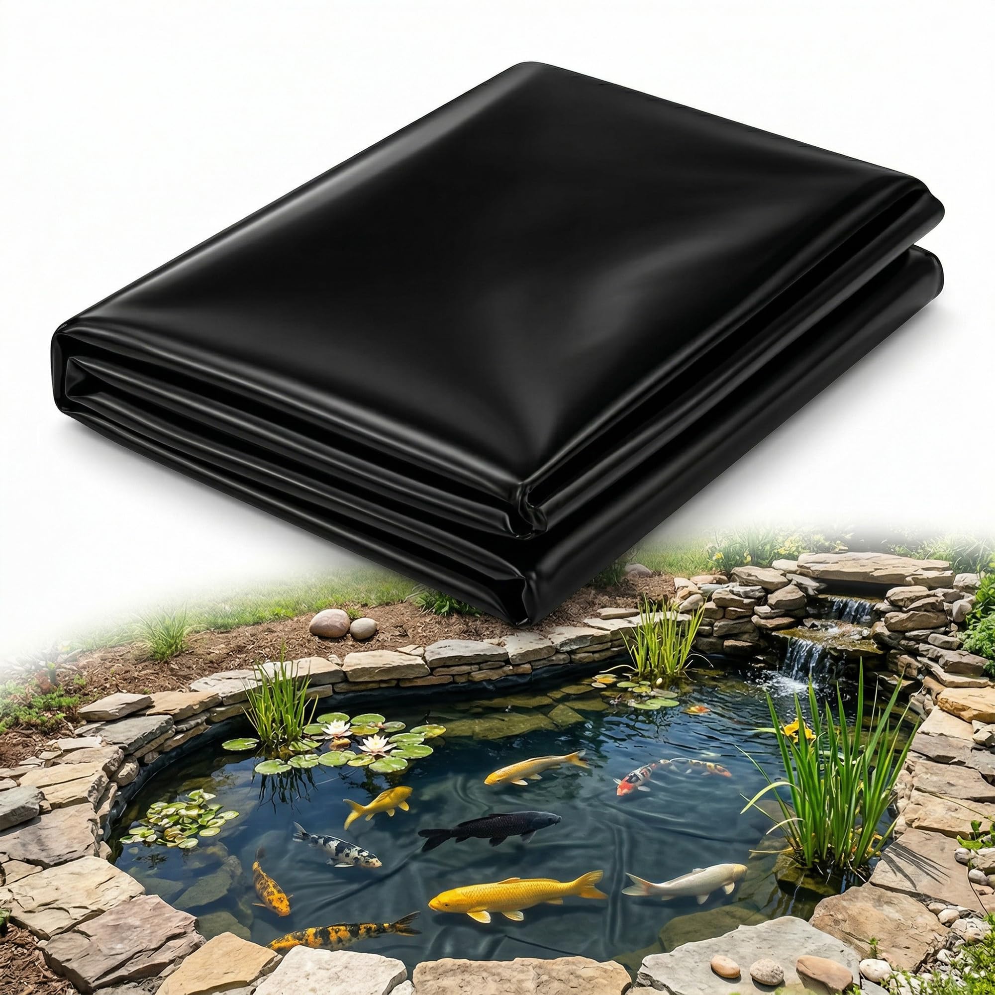 GARDENIX EPDM Pond Liner 900 GSM Heavy Duty 2.5m x 3m Waterproof Rubber Liner Includes Underlay for Koi Garden Wildlife Ponds UV Resistant Flexible Pond Membrane