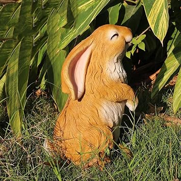 Rabbit Statue, Curious Bunny Outdoor Garden Lawn Farmhouse Bunnies Figurine Home Decor Presents for Mom Gifts for Grandma,Brown