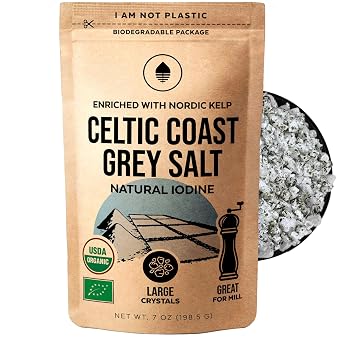 Numami Celtic Coast Gray Salt with Nordic Kelp. Natural Iodine Source 50% Daily Value, Mineral-Rich Unrefined Salt in Plastic-Free Packaging, Hand harvested in Brittany, France