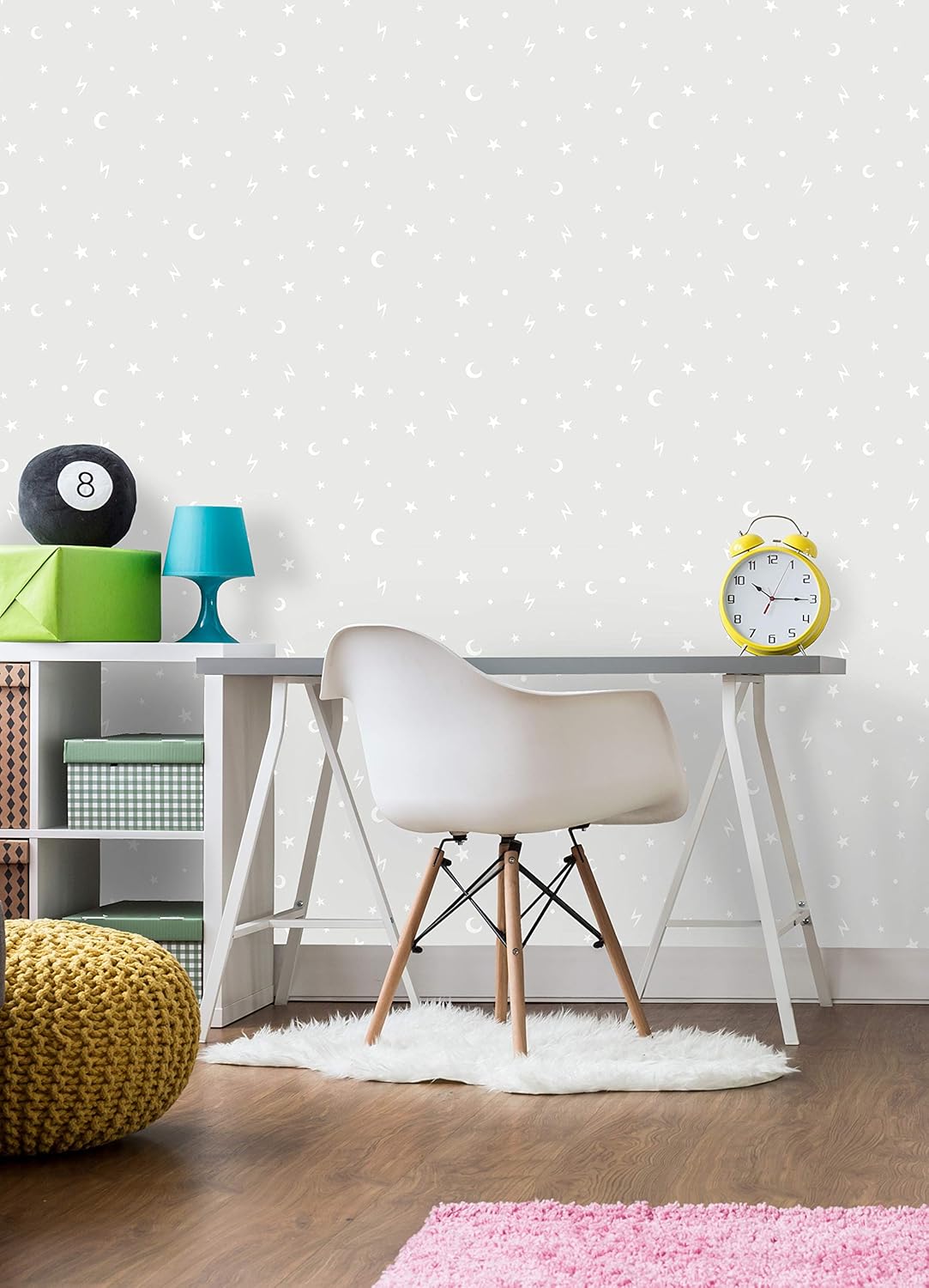 Holden Decor Stars and Moons Grey (Glow in the Dark) 90980 Wallpaper