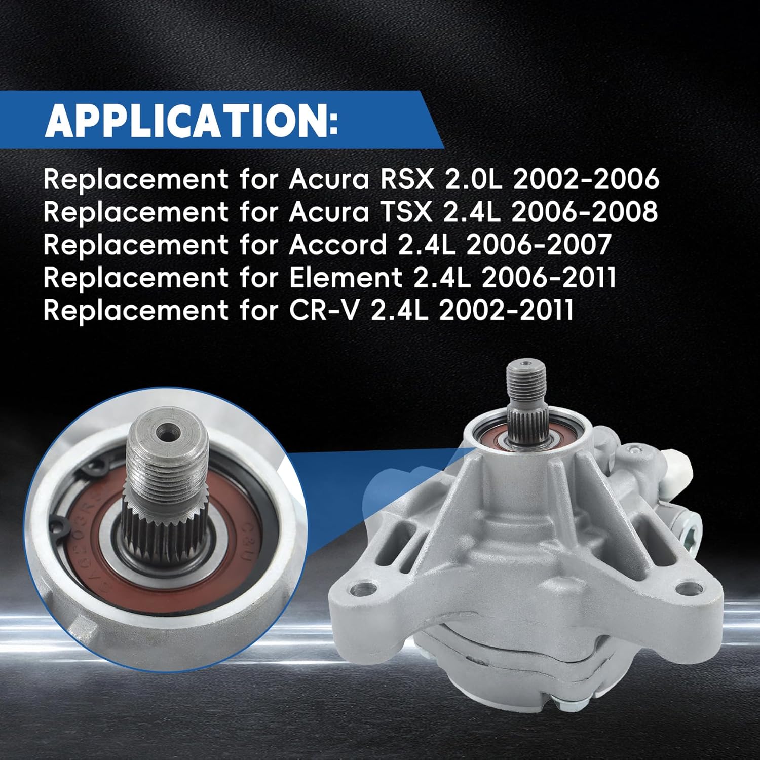 Silscvtt Power Steering Pump 56110PNBA01 Replacement for 02-11 Honda CRV TSX RSX 2.0L 2.4L DOHC