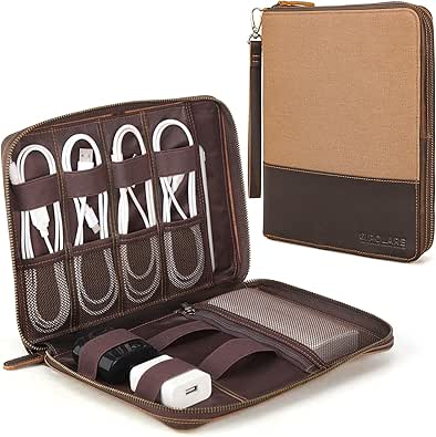 POLARE ORIGINAL Full Grain Leather Travel Cable Organizer Case Double - View #10