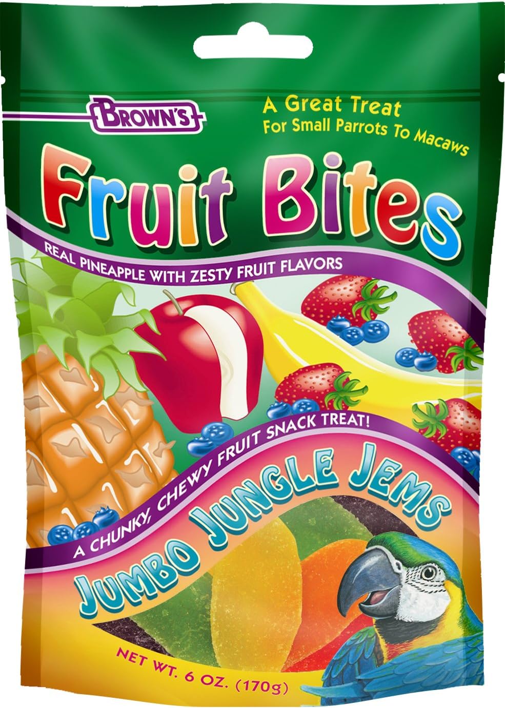 Fruit Bites Jumbo Jungle Jems Pet Bird Treat, 6-Ounce