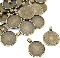 Lind Kitchen 25pcs 25mm Bronze Round Bezel Pendant Trays - Durable Alloy Cabochon Blanks for DIY Jewelry Crafts & Photo Pendants