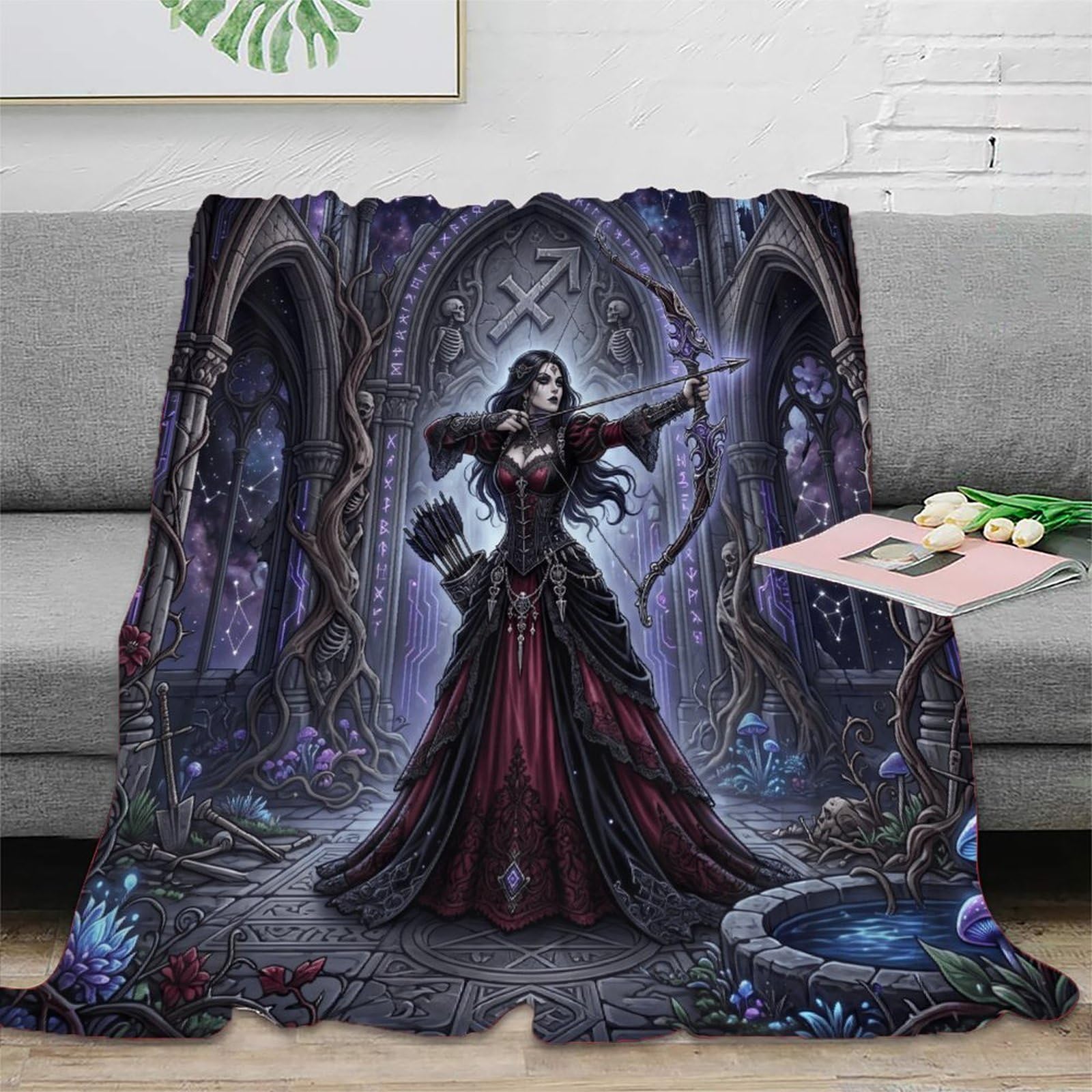 H3B8U2Y5 Sagittarius Zodiac Mystical Flannel Throw Blanket, Sofa Couch Bed