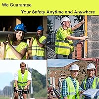 Vista 6 de Chalecos de seguridad, paquete de 10 – Chaleco de trabajo reflectante amarillo de alta visibilidad, construcción ANSI Clase 2 para hombres, mujeres
