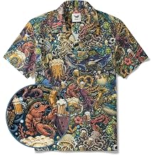 Men's Hawaiian Shirt Short Sleeve Camp Collar 100% Cotton Blue Aloha Deep Blue Brews By Mo