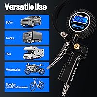 Vista 6 de SPECSTAR Paquete de 2 infladores digitales de neumáticos con manómetro, portabrocas de aire de 250 PSI y accesorios de compresor con manguera