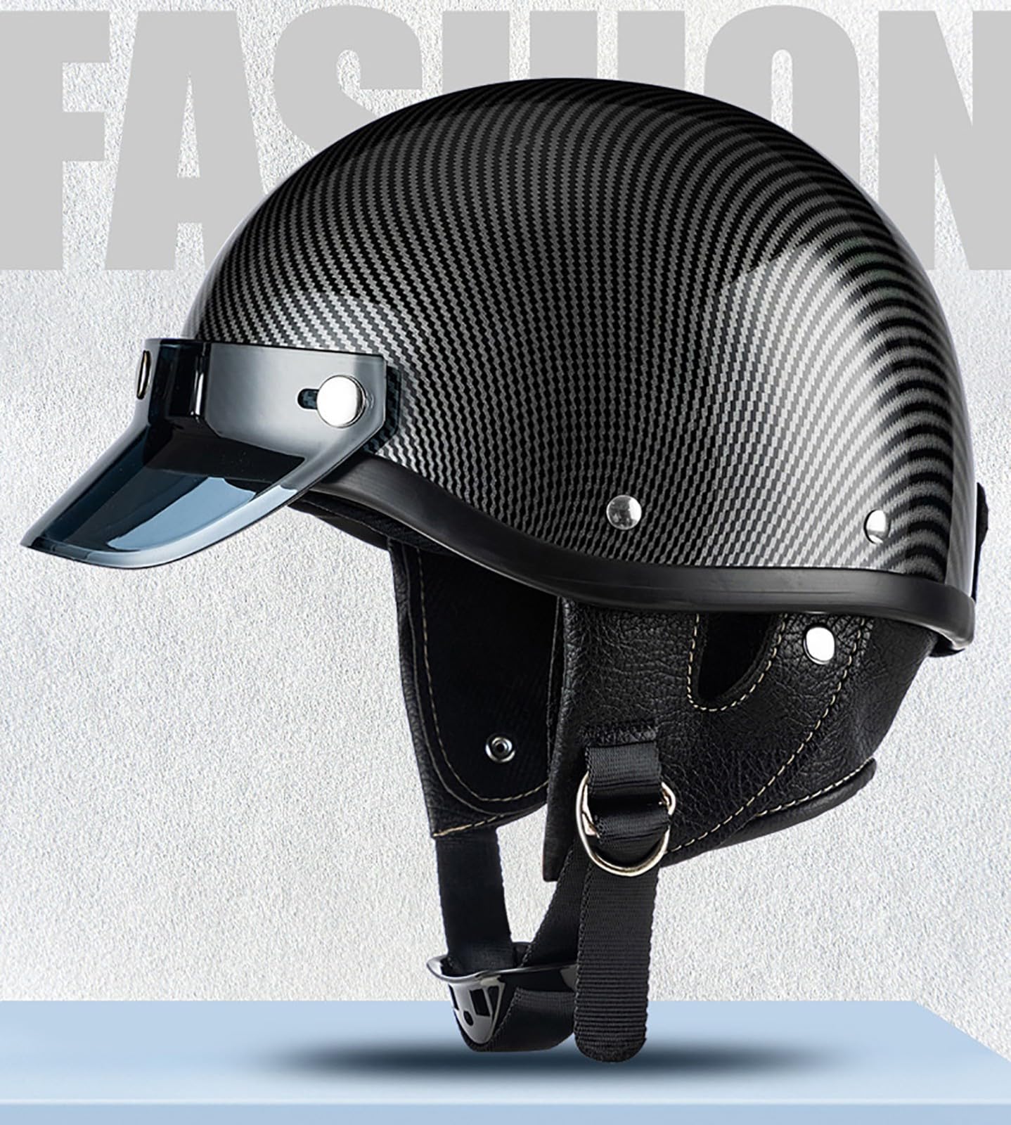 Casco Moto Aperto Casco Retro Moto Mezzo Casco per Uomo E Donna Certificato Ece Unisex per Bici Scooter, B, L=57-59CM