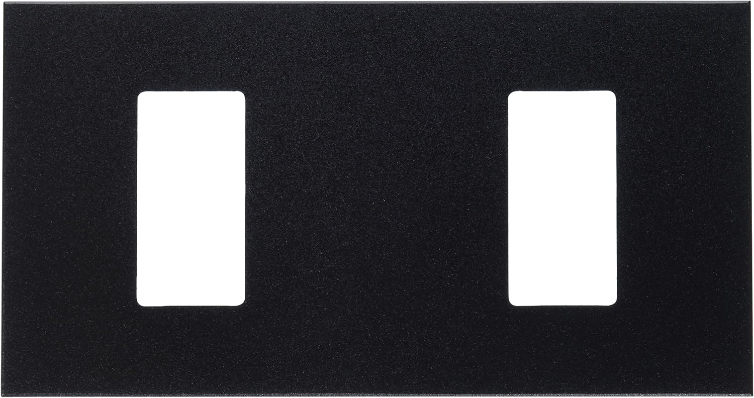 Leviton MNW02-E 2-Gang 2 Wide Device Monet Wallplate, No Fins Broken Off, Polycarbonate, Snap-On Mount, Black