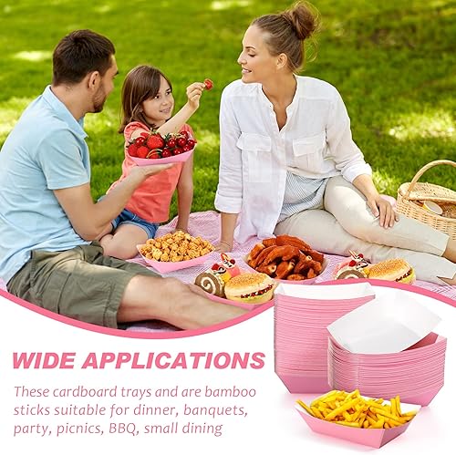 Miniatura 5 de 100 bandejas desechables de papel para nachos de 2 libras, bandejas para nachos, barcos de papel kraft para tacos, suministros de fiesta de