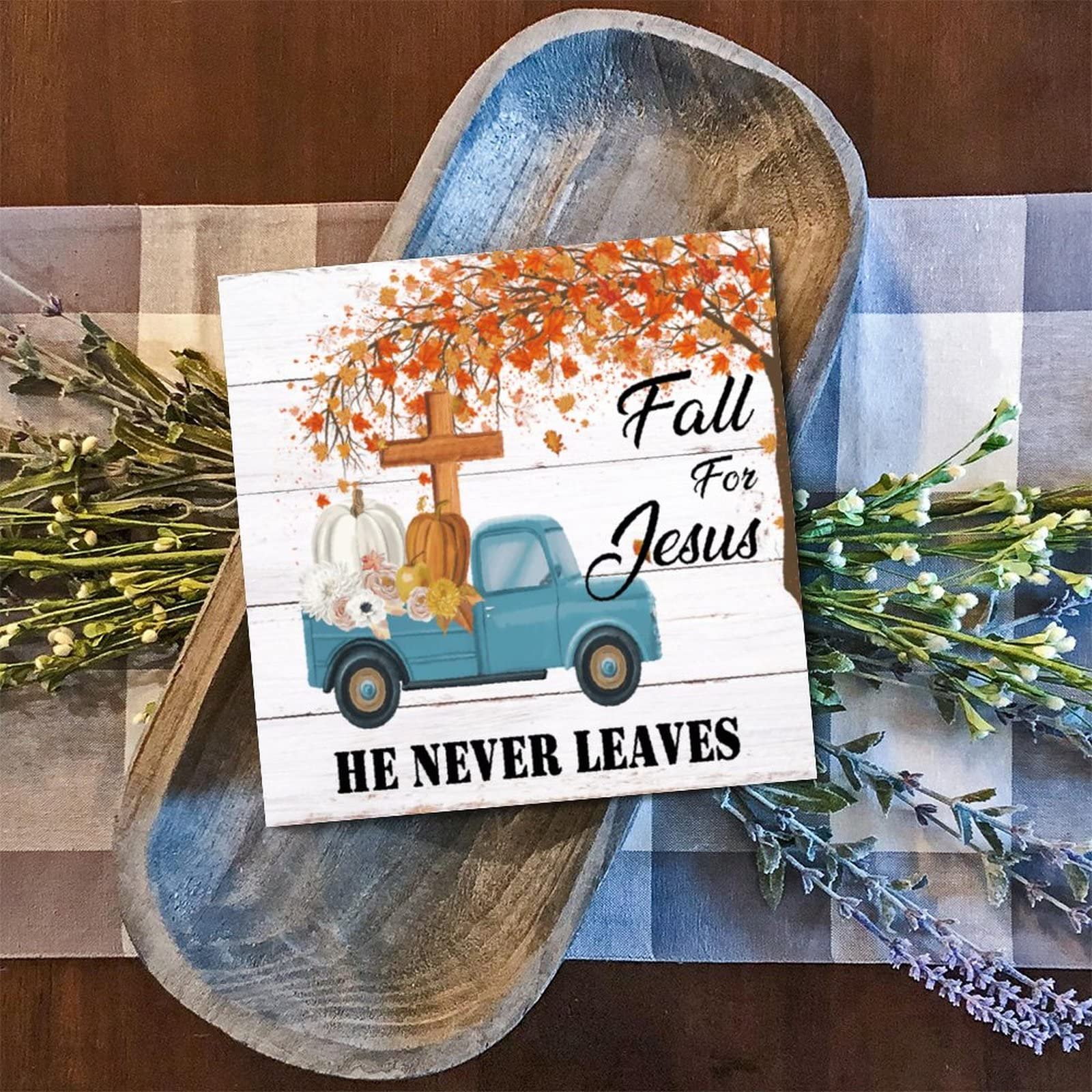 Panneau en bois mural Fall for Jesus idée cadeau maison 30,5 cm
