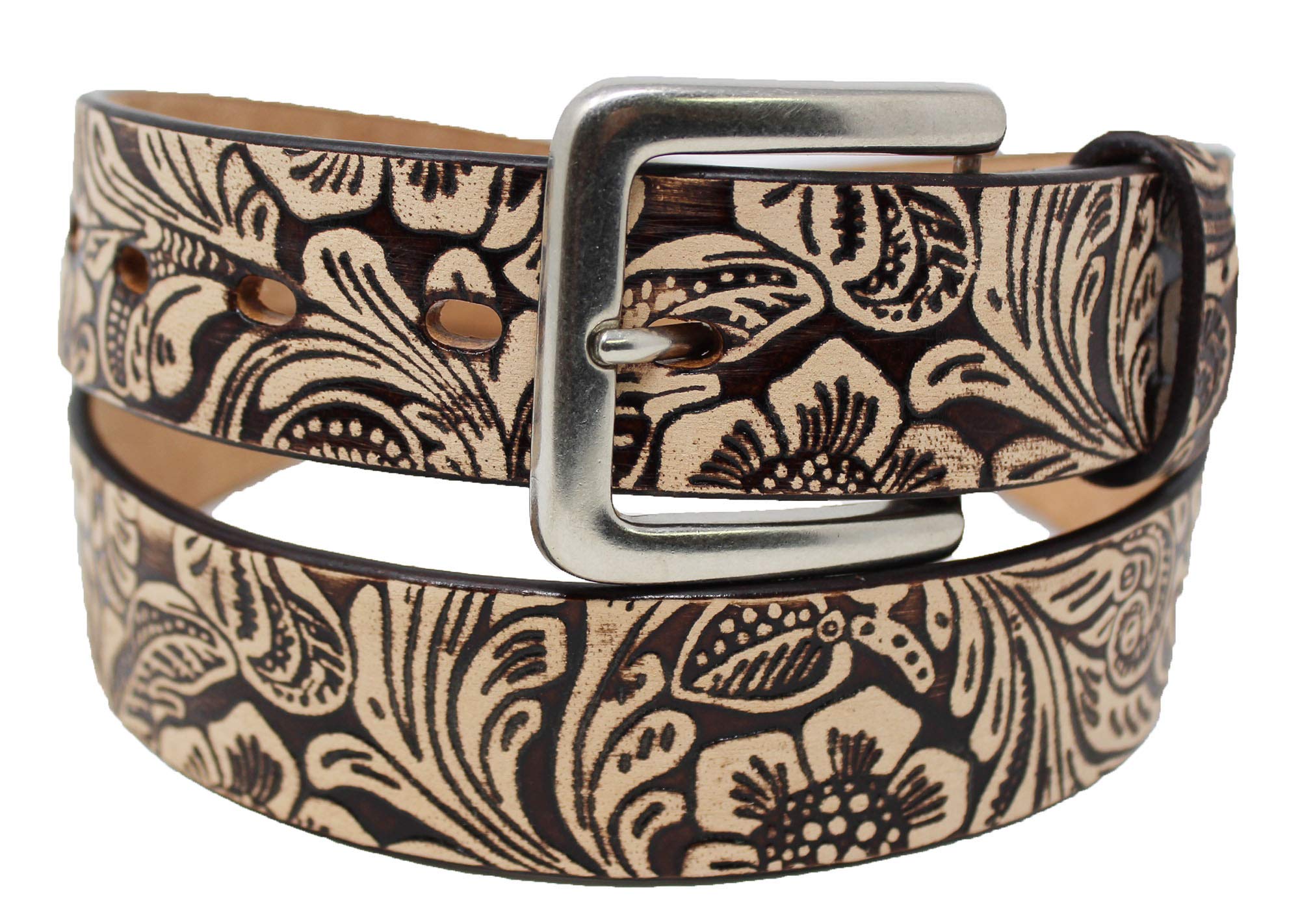CHALLENGER Men's Western Rodeo Fashion Tooled Floral Genuine Leather Belt 2647RS (45-46 inches)