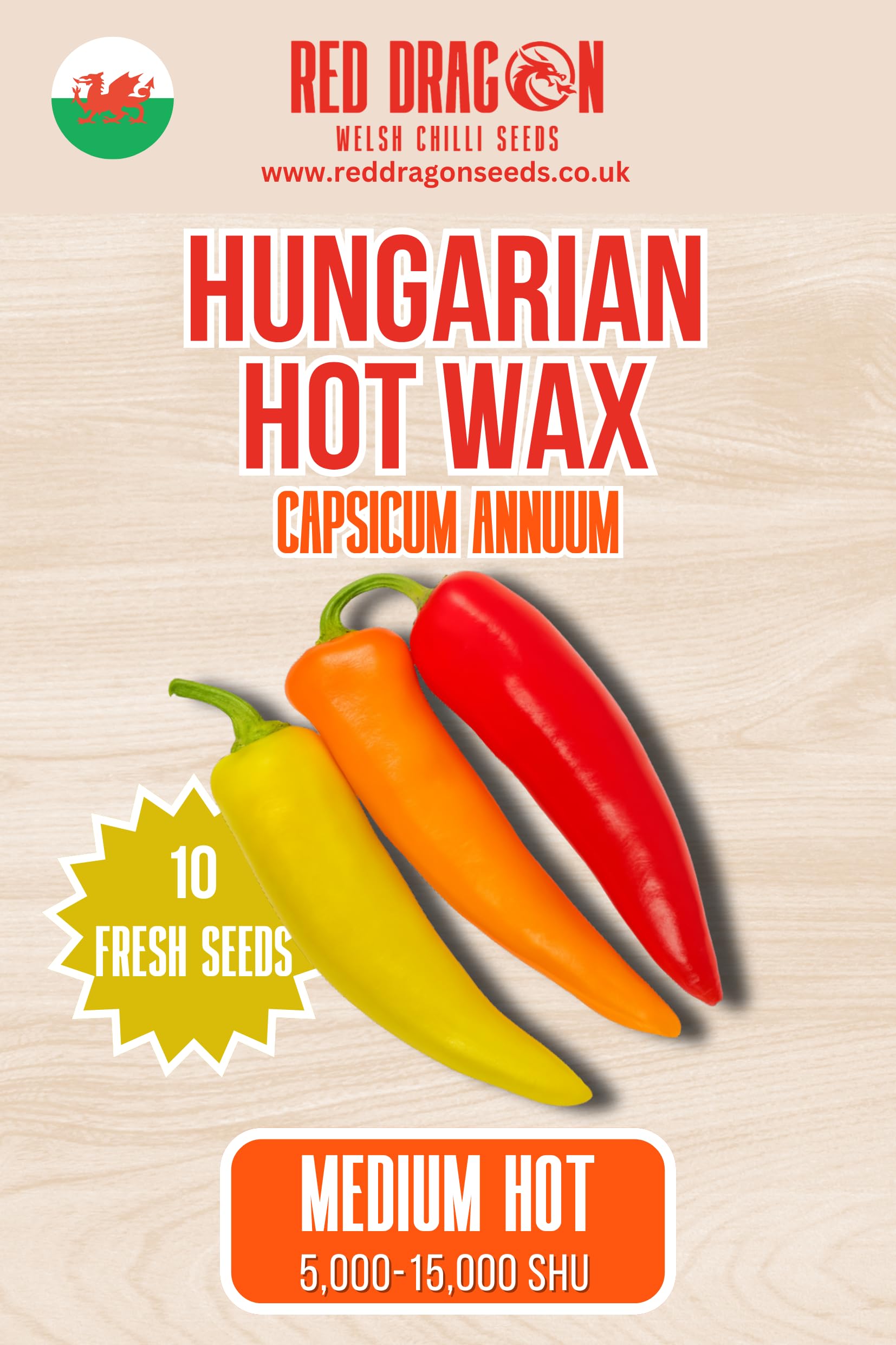 Hungarian Hot Wax Chilli Seeds - 10 Fresh Hungarian Hot Wax Pepper Seeds