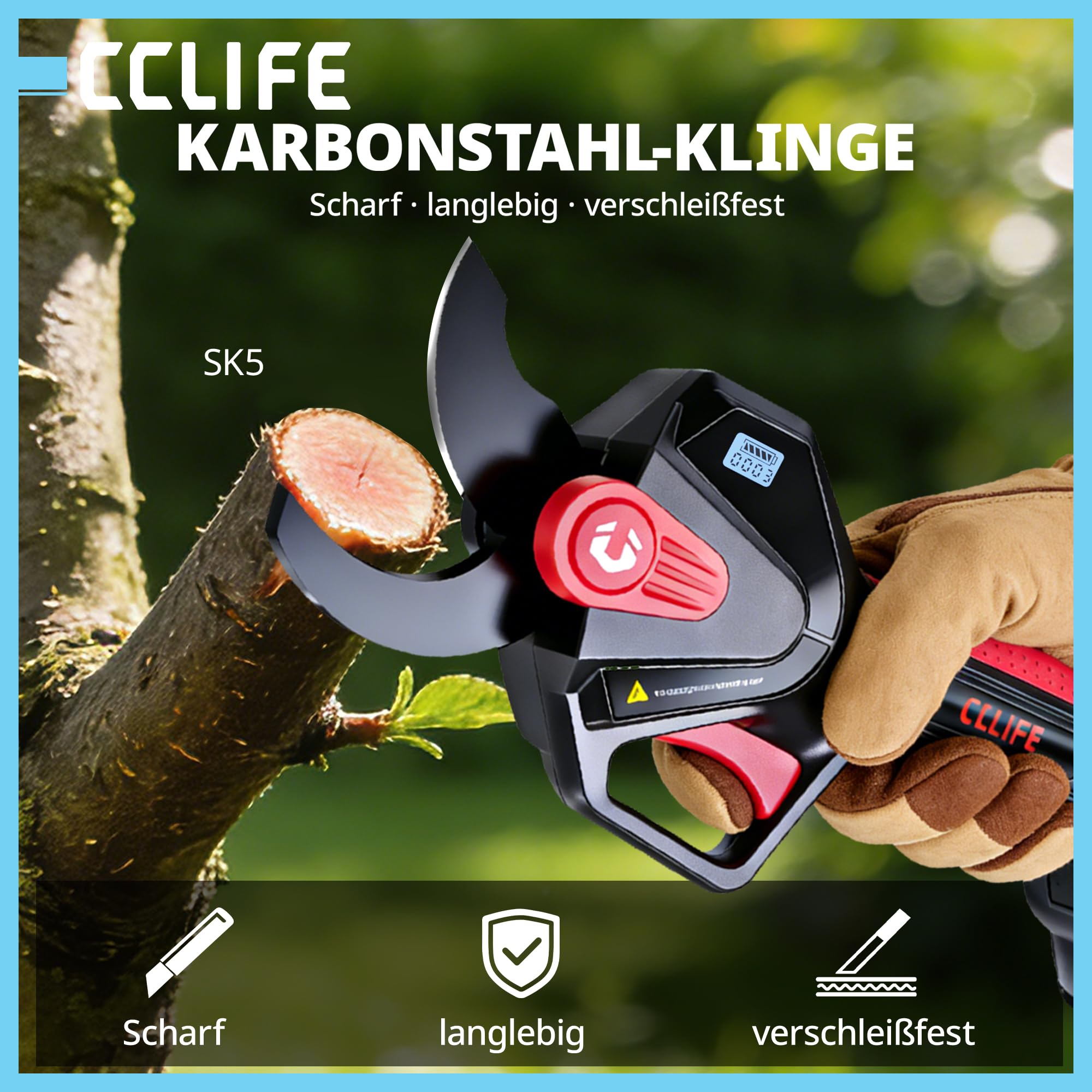 CCLIFE Akku Astschere 2-in-1 Set mit 2M Teleskopstange bis 40mm Schnittdurchmesser Kompatibel mit Makita 18V/20V (ohne Akku)