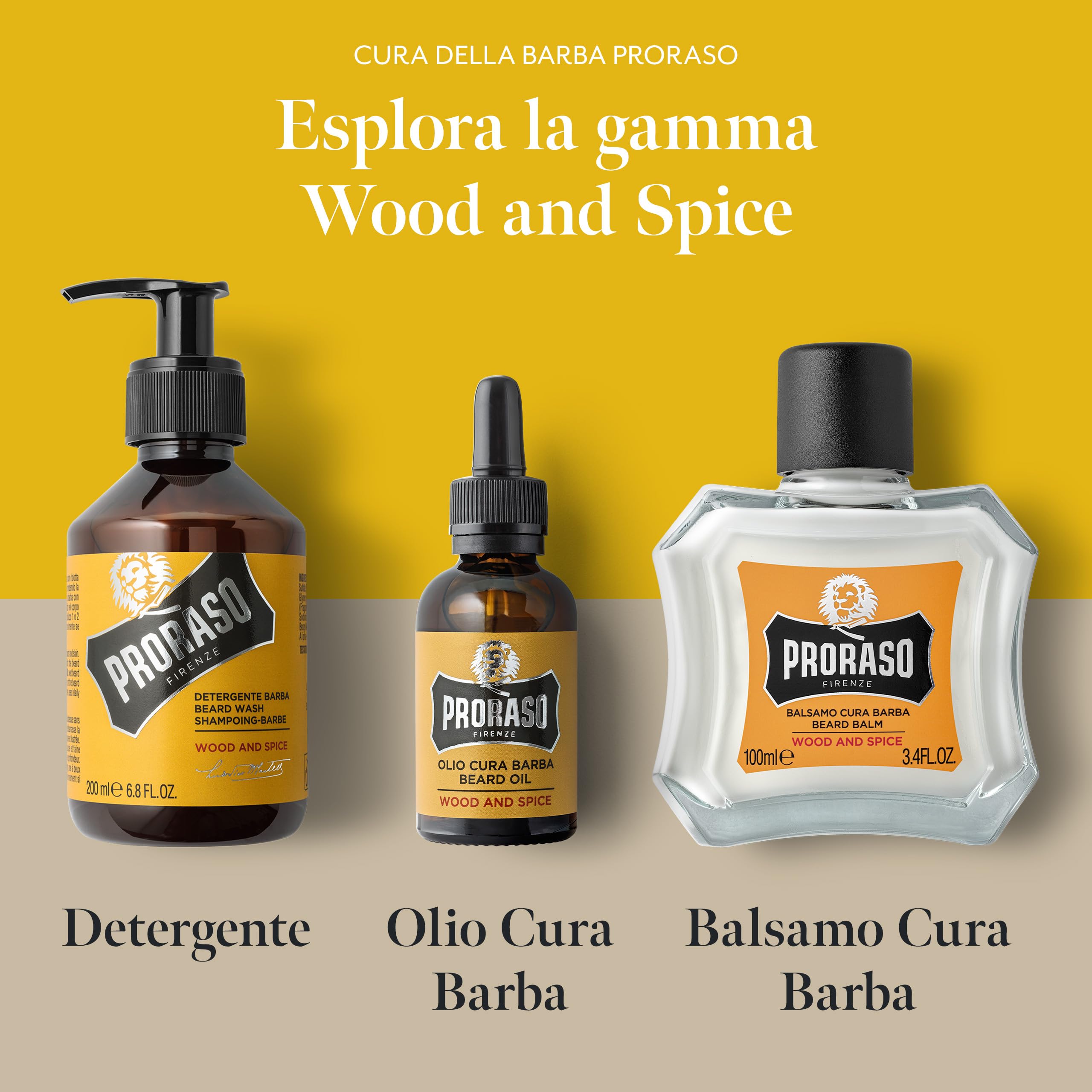 Proraso Olio Cura Barba Wood and Spice, 30ml, Olio da barba uomo con effetto ammorbidente e nutriente, Olio barba folta e lunga, Made in Italy