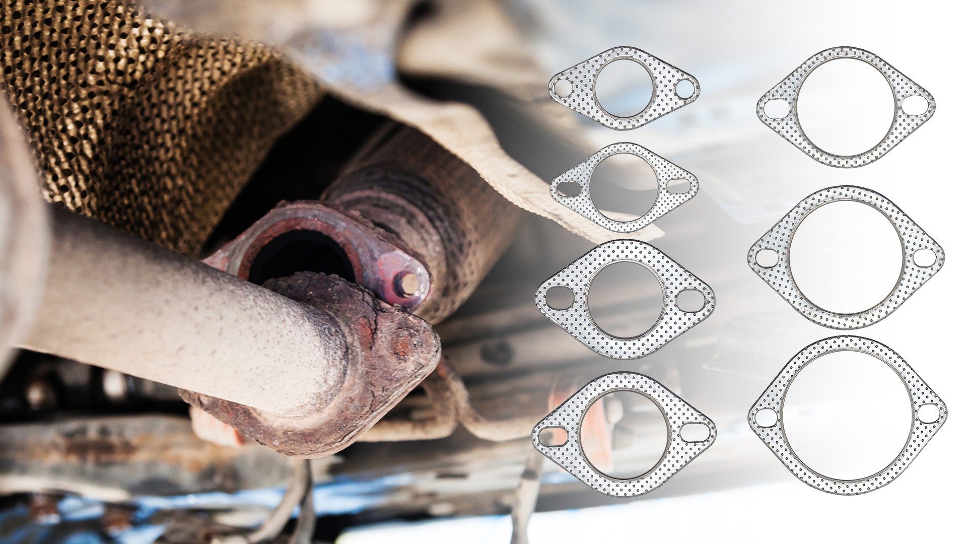 Image of 3.5 Inch 90mm Exhaust Gasket 2 Bolt for Muffler Flange Manifold High Temperature Graphite w /Fire Ring 2 Pcs