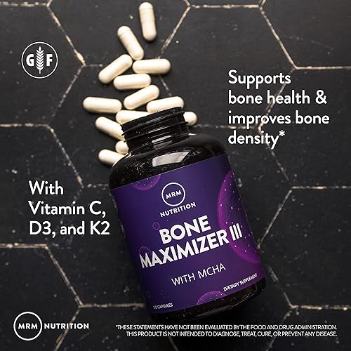 Miniatura 4 de MRM Nutrition Bone Maximizer III  con MCHA + vitamina D3 + vitamina K2  Salud ósea  Alta potencia  Vitaminas y minerales clave para huesos  50