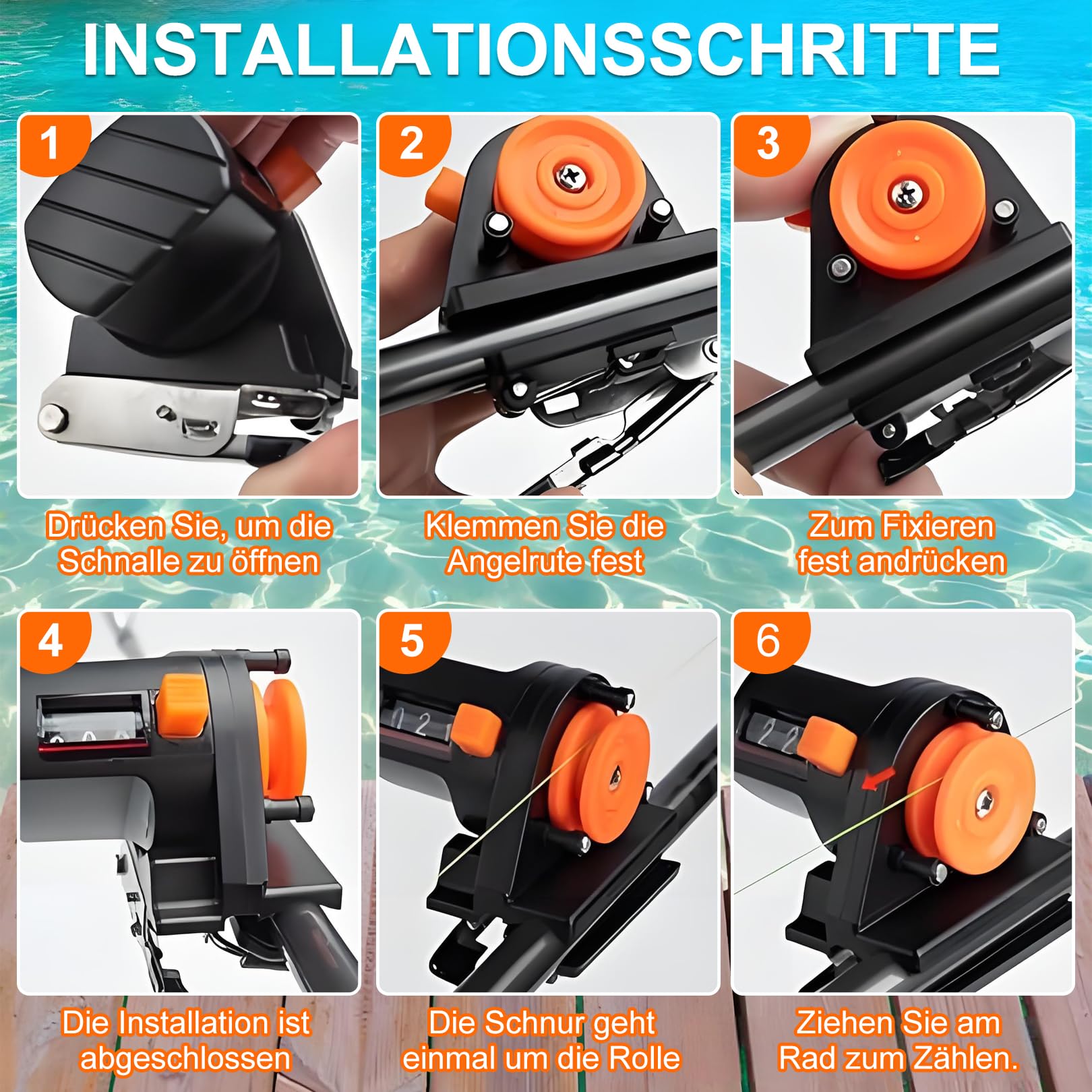 Angelschnur Zähler Für Sea Fishing,SchnurspulgeräT Angeln,Tackle Bidirectional Counting Fishing Line Depth Gauge Tool,0-999m Längen Gauge ForzäHler,Kompatibel Mit Ruten Clip-On Rods Bis 2,5cm
