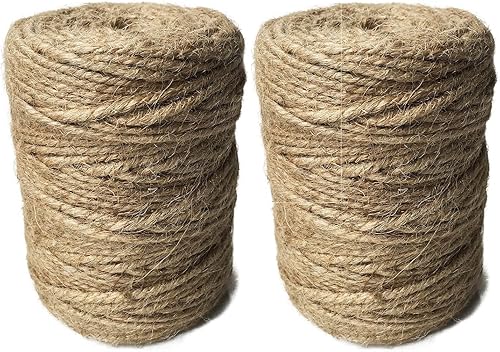 Cordel de yute de 0.118 in de grosor, 656 pies, mejores artes, manualidades, cordel, materiales de embalaje industriales, cuerda duradera para