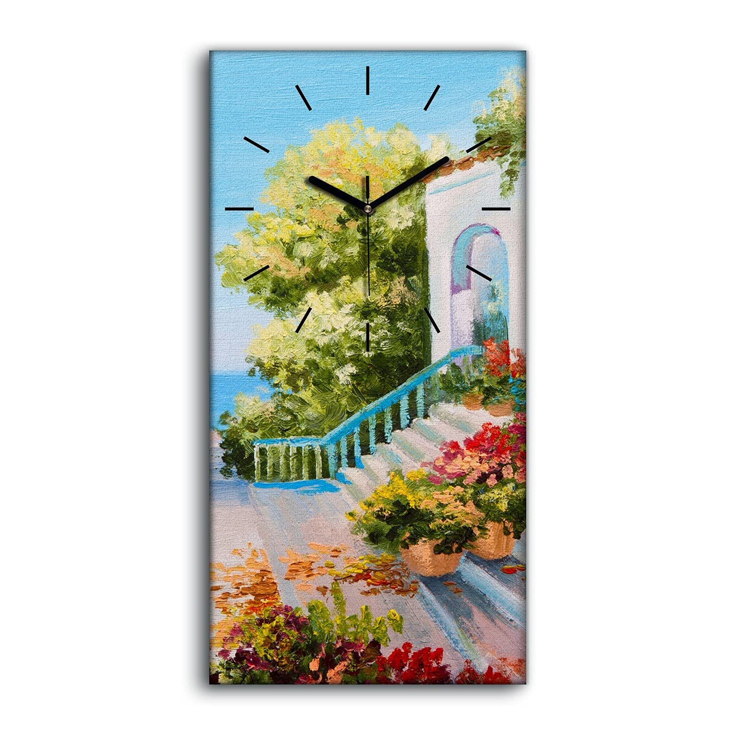 Horloge sur Toile Fleurs et Paysage Nature pour Chambre Zen