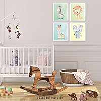 Vista 9 de Baby Lion Elephant Giraffe Zebra Prints, 4 (8x10) Unframed Photos, Vibrant Wall Art Decor for Home Office Workshop Studio School Nursery Lounge