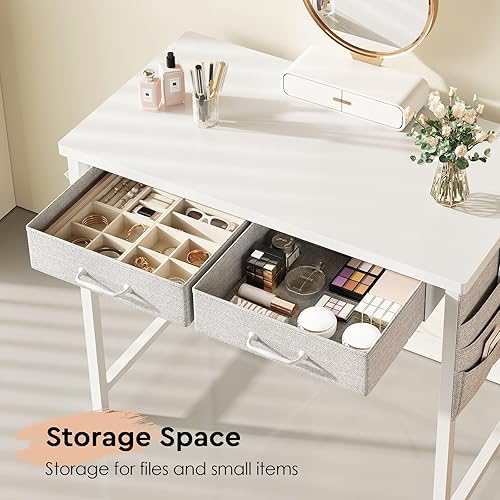 Miniatura 5 de Maihail Maihail - Escritorio pequeño con cajones, escritorio de computadora de 31.5 pulgadas con cajones, mesa de escritura para espacios pequeños,