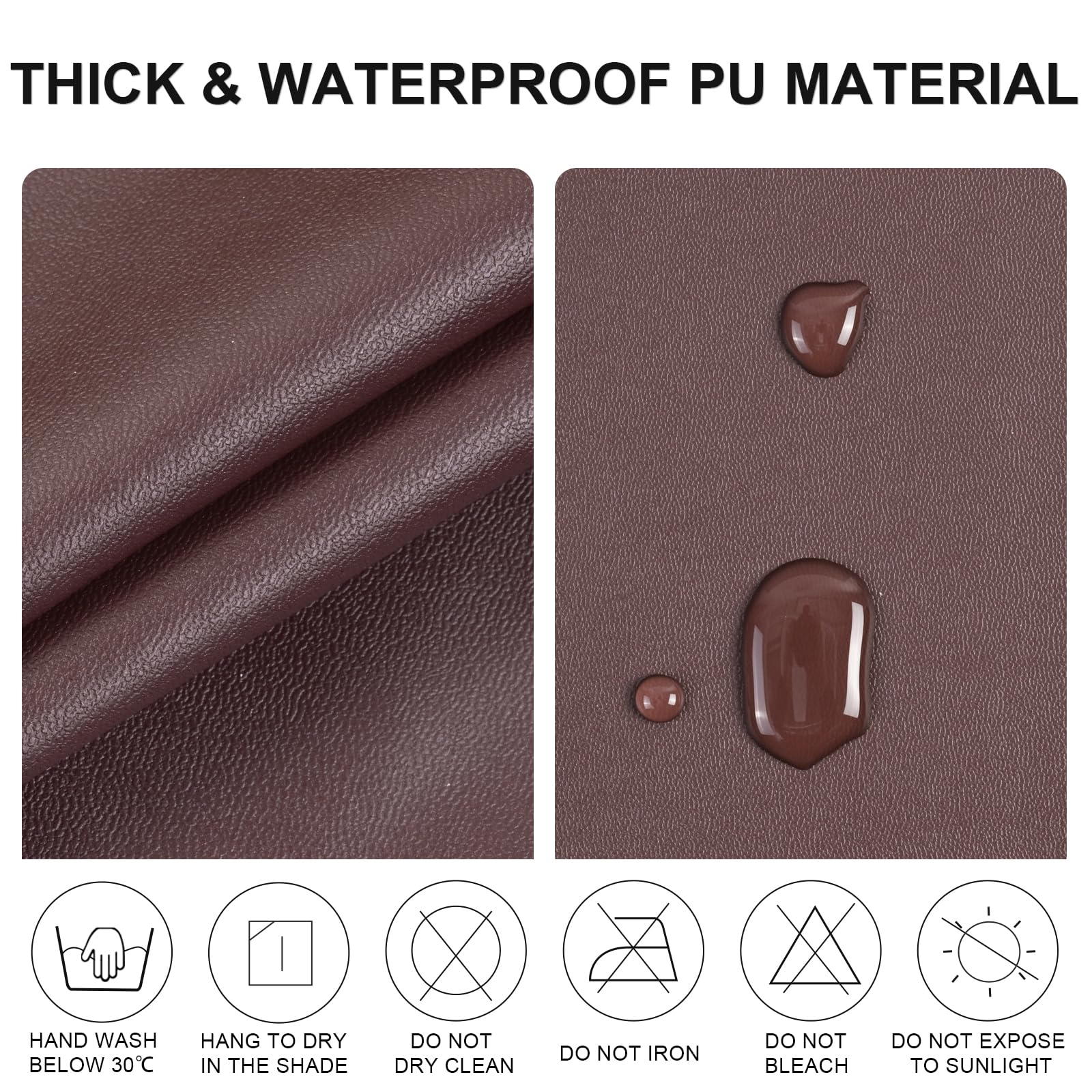 Alishomtll Leather Dining Chair Covers Set of 4/6 PU Chair Seat Slipcovers Waterproof Chair Covers Removable Seat Covers with Fixing Buckle for Dining Room Kitchen Garden Office (Brown - Image 4