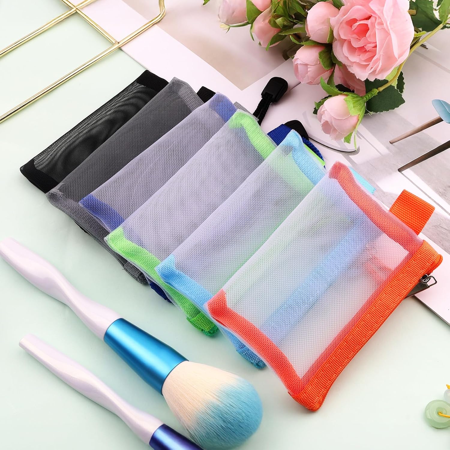 6 Pack Mini Mesh Pouch with Zipper, 3 x 4.5 Inch Small Mesh Zipper Pouch