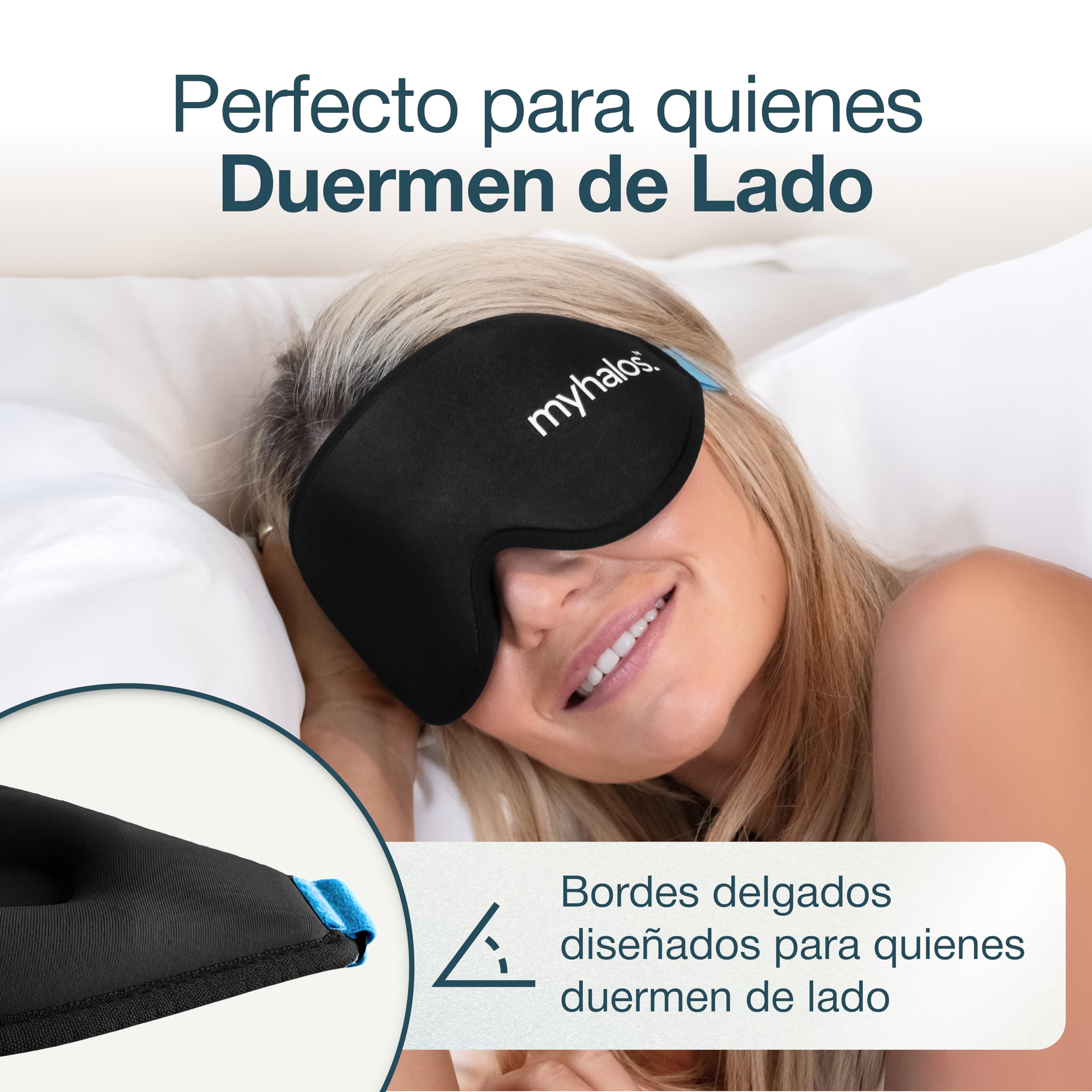 MyHalos® Mask Antifaz para Dormir – para Dormir Mujer y Hombre Modelo 2022 – Antifaz para Dormir Ojos Sin Presión – con Bolsa de Almacenamiento - Viajes, Yoga, Vendaje de Ojos
