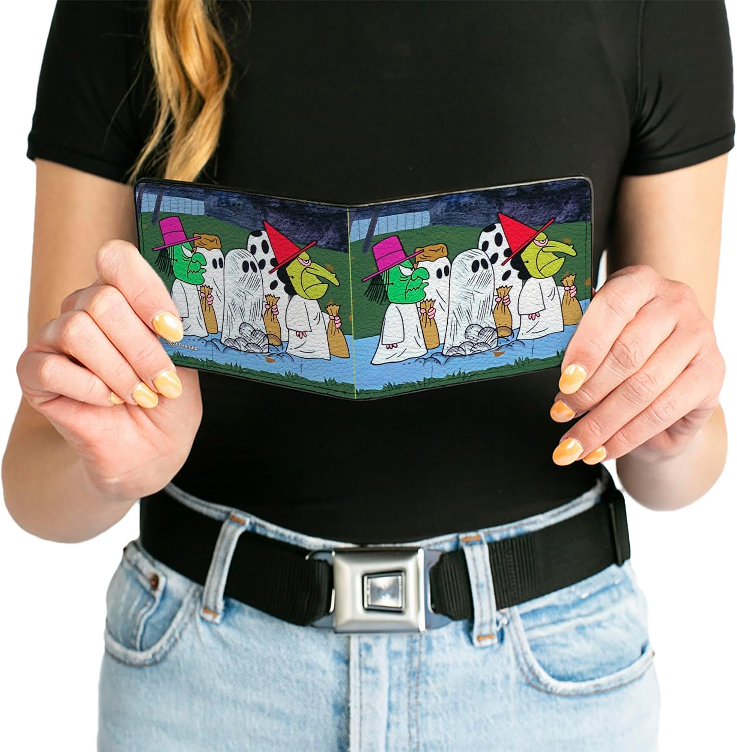 Buckle-Down Peanuts Wallet, Bifold, Peanuts Gang Halloween Trick or Treat Group Pose, Vegan Leather