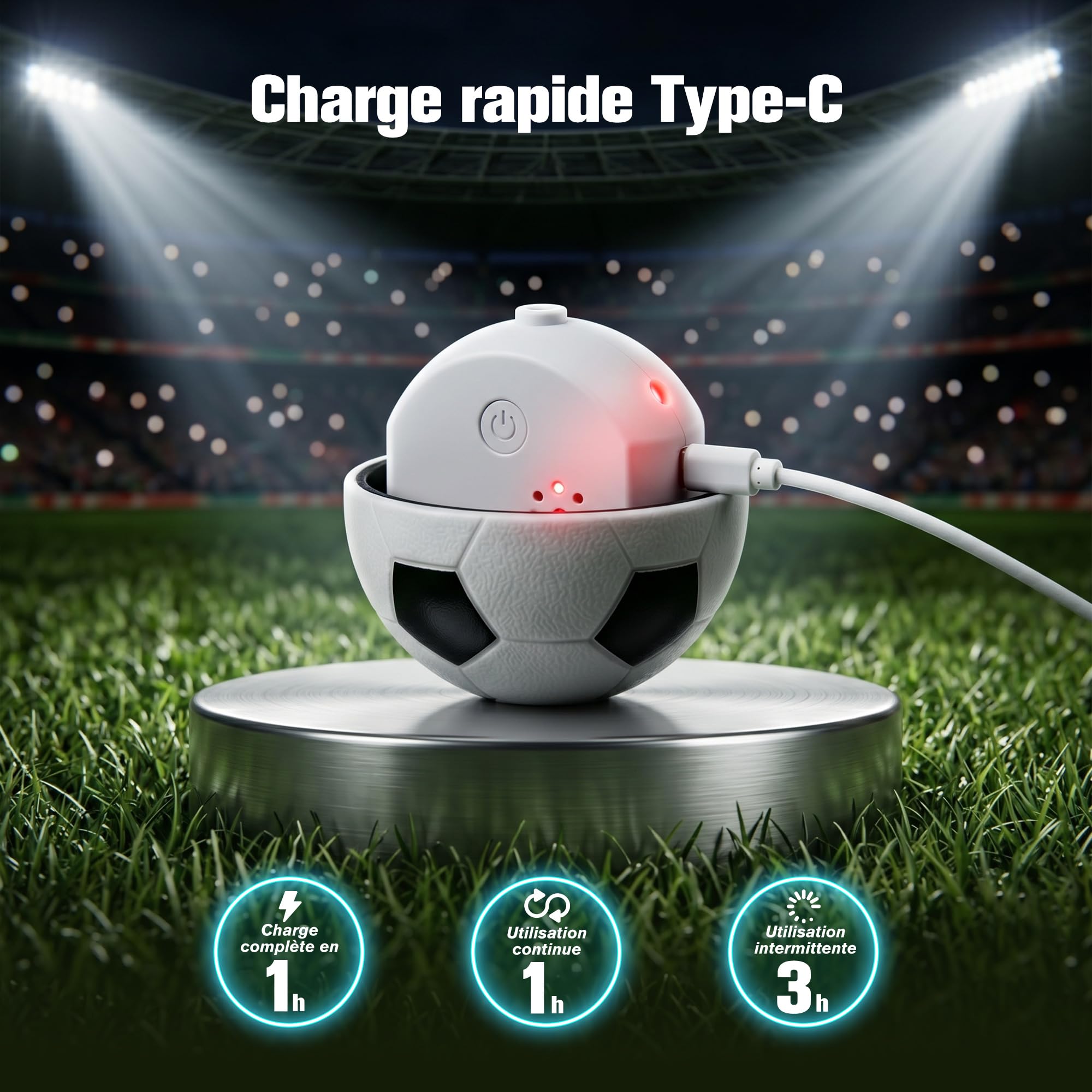 Pet Prime Balle Interactive pour Chien, Balle Football Coupe du Monde Rechargeable USB, 2 Modes détection Tactile, résistante intérieur extérieur