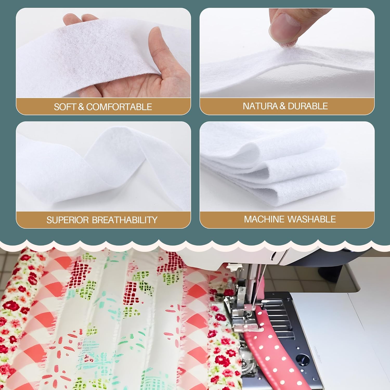Ceoighe Fabric Roll Batting Strips with Tube Maker, 3 Rolls 150 Yards Total, 2 1/2 Inch Cotton Blend Quilt Batting for Quilting, Rugs, Braided Mats, DIY Sewing Projects