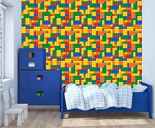 Peel and Stick Wallpaper, Playroom Blocks Legos Theme Wallpaper Mural for Interior Design, Decor You Walls for Any Occasion (R11) Wide 24