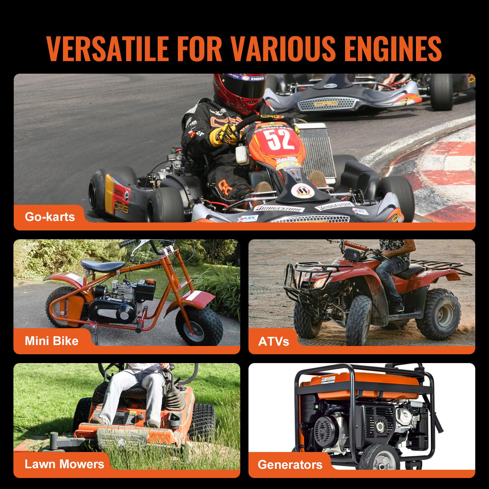 VEVOR Embrayage d'Entraînement Compatible avec Moteur 2-8 HP, Kit d’Embrayage pour Karting Haute Résistance 2000 tr/min, avec Roues de Conception Asymétrique et Courroie en Caoutchouc Robuste