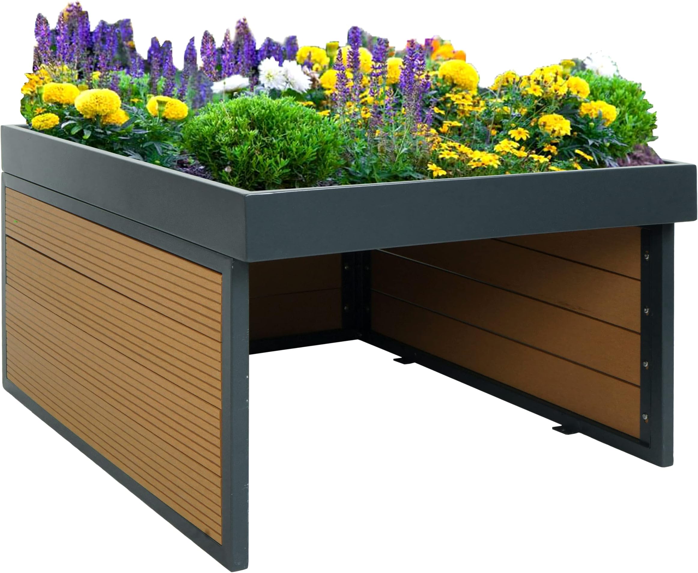 MähroboterGarage mit Pflanzkasten HWCL45, Dach Unterstand für