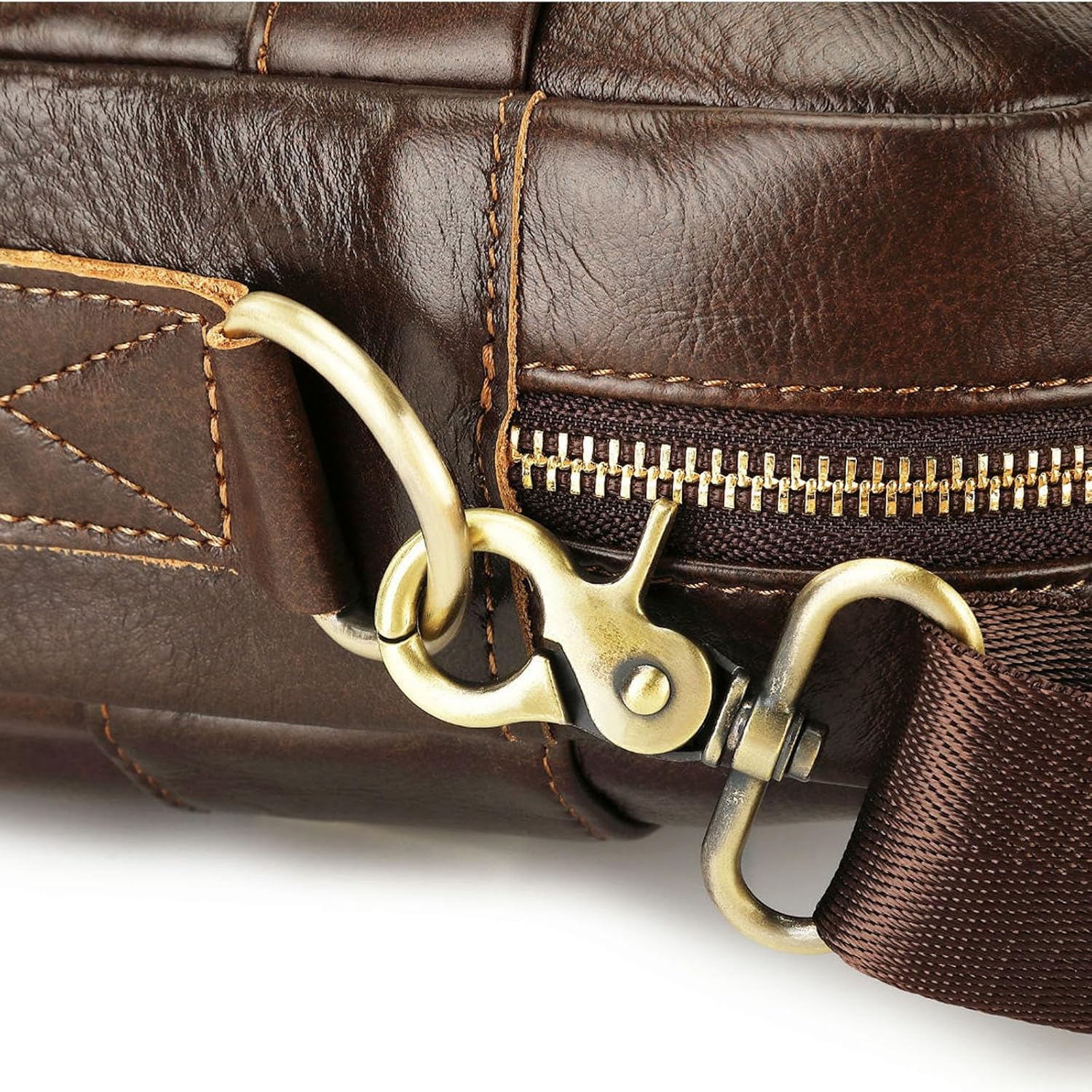 15.7 Inch Leather briefcases Laptop Messenger Bags for Men Best Office Shoulder Satchel Laptop Bag