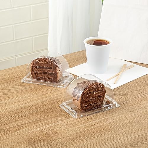 Miniatura 10 de Restaurantware - Cajas de pastel de 13 onzas, 100 contenedores desechables de rollo suizo para tartas - con tapas, semicírculos, recipientes de