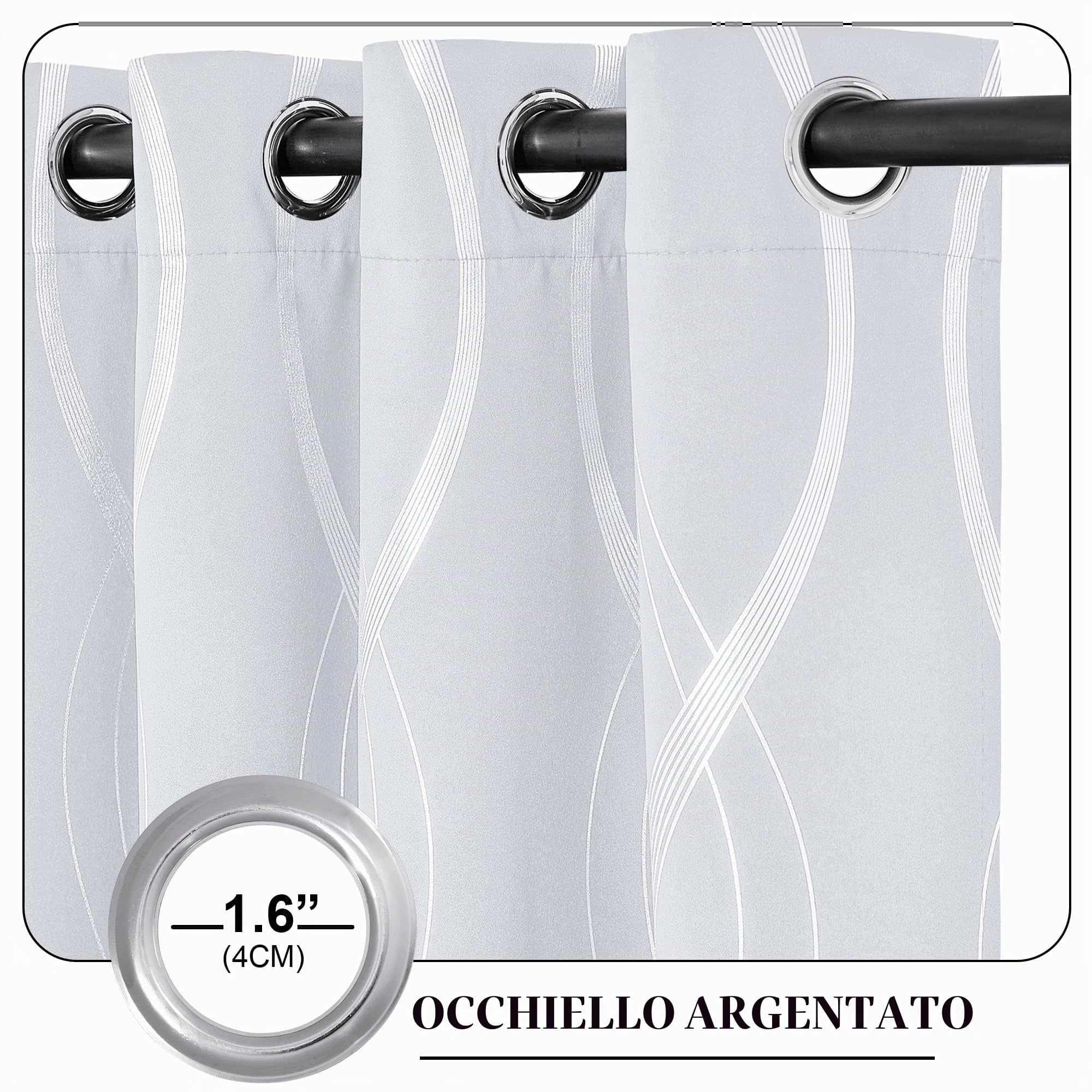 PONY DANCE Tende bianche per soggiorno, oscuranti termici, isolanti freddi e caldi, tende stampate, tenda finestra 2 pezzi, tende per camera da letto con occhielli, 140 x 245 cm, bianco
