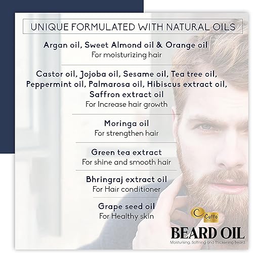 Miniatura 5 de Aceite para barba  2.03 Fl.oz60 ML I Único para caballero I Mejor para estilizar modelado y crecimiento Bigote I Nutrir, humectar y acondicionar la